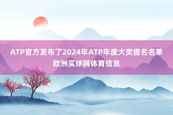 ATP官方发布了2024年ATP年度大奖提名名单欧洲买球网体育信息