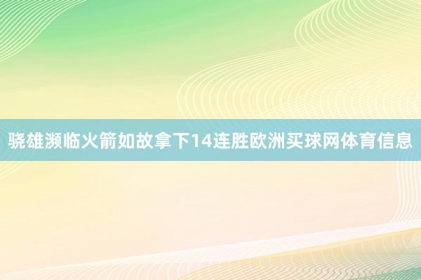 骁雄濒临火箭如故拿下14连胜欧洲买球网体育信息