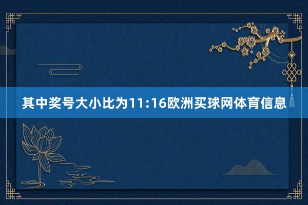 其中奖号大小比为11:16欧洲买球网体育信息